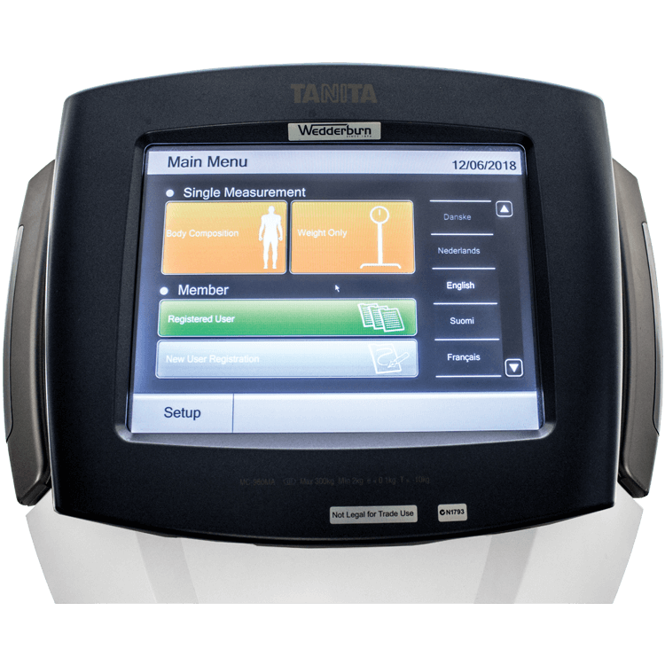 TIMC980MA Tanita Body Composition Scales Main Menu