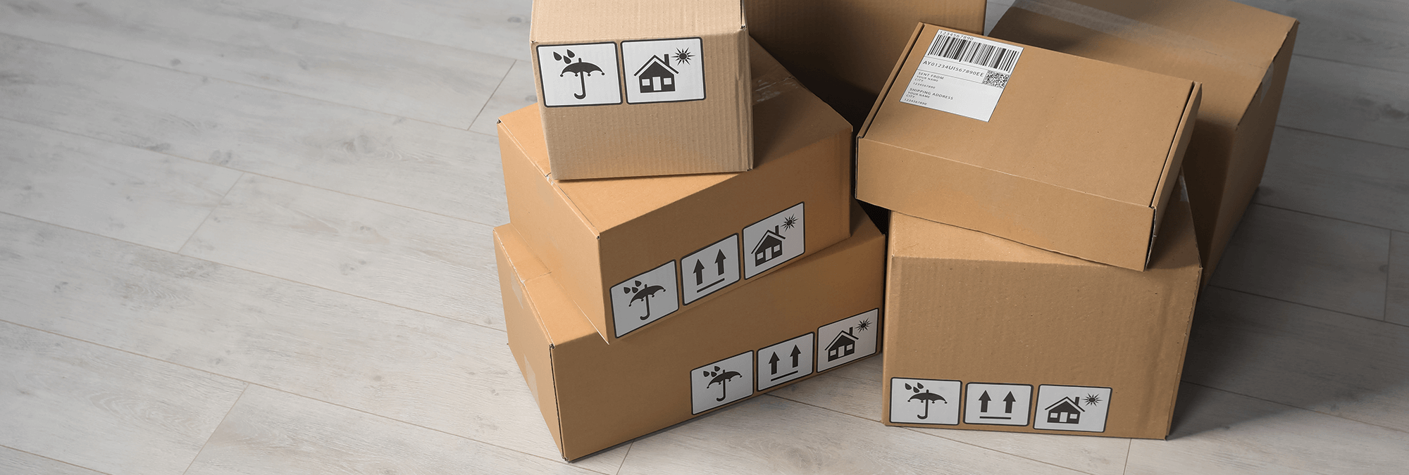 boxes for shipping stacked on the floor