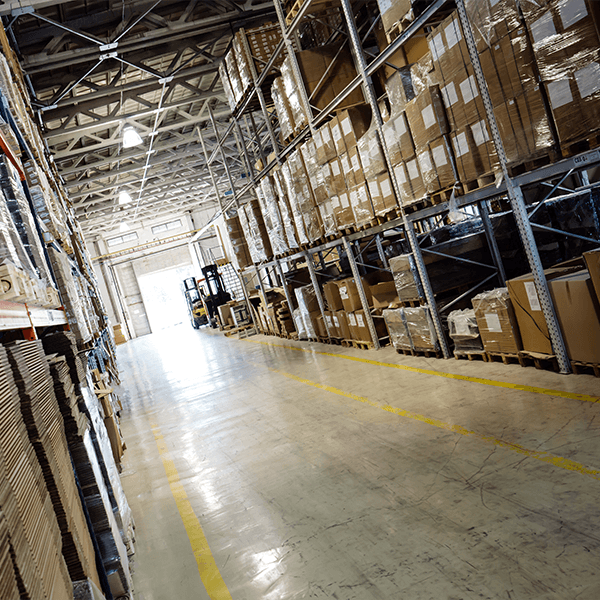 light coming out of a warehouse door on the left